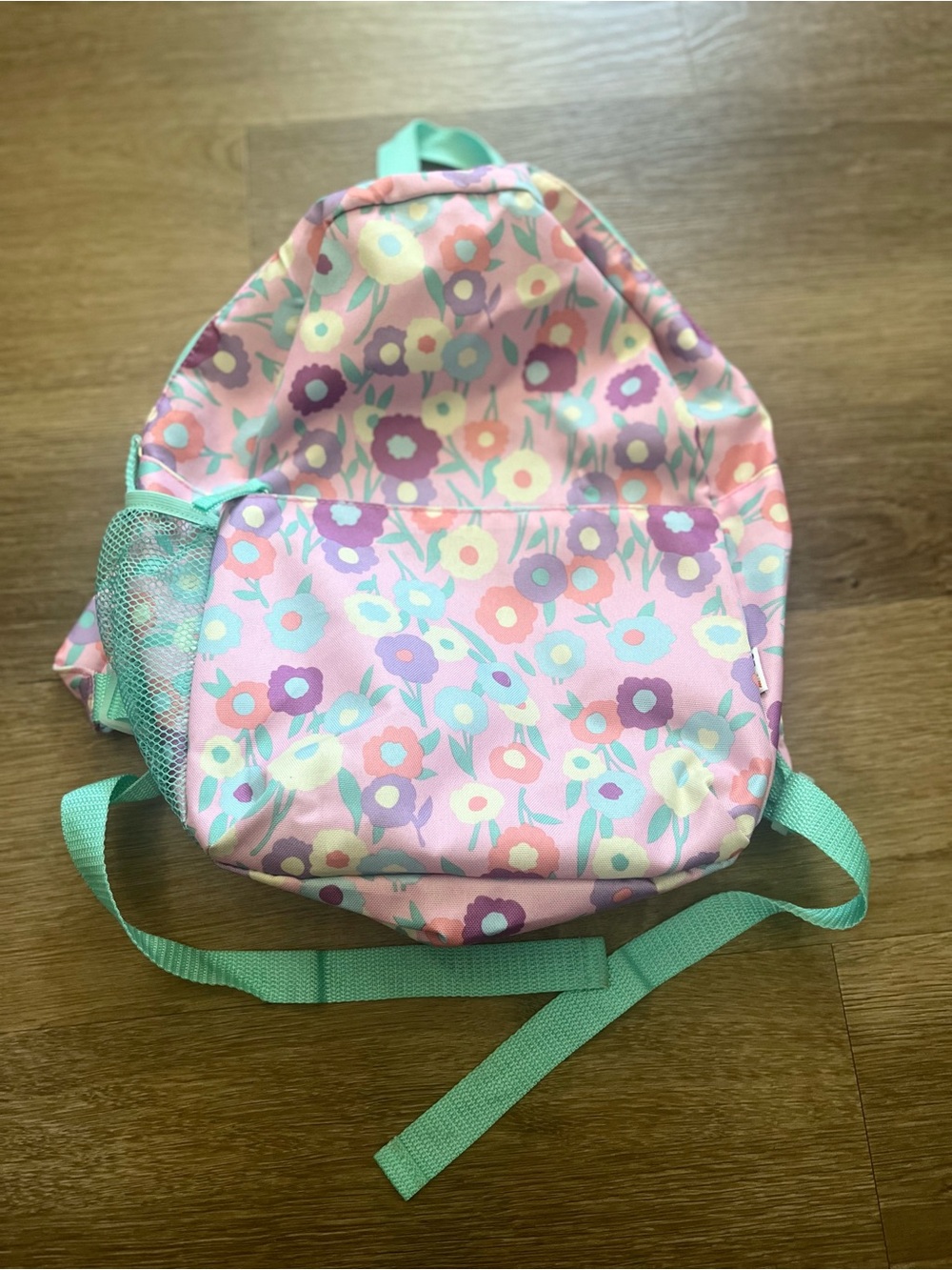 Kids Floral Pink Backpack with Mint Accents